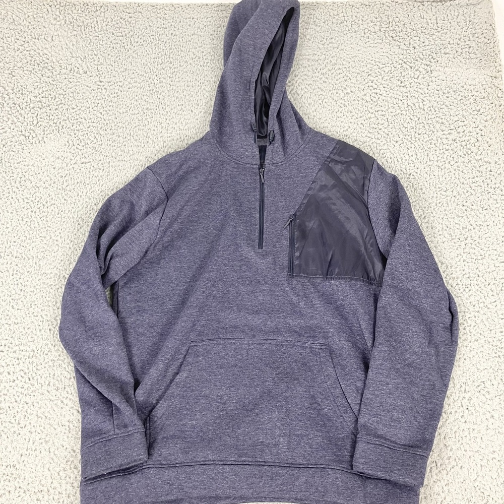 Nomad Hoodie Mens Large Blue 1/4 Zip Ripstop Shoulder Fleece Pullover Pocket